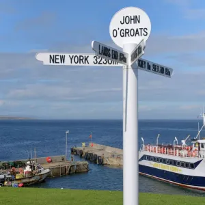 John O Groats Multi Directional Signpost Print, Scotland UK