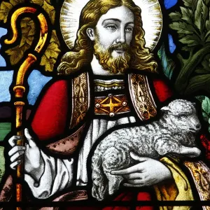Jesus the Good Shepherd 19th century stained glass print Jesus the Good Shepherd 19th century stained glass print