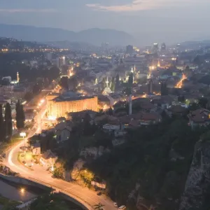 Panoramic Night City Print of Sarajevo Panoramic Night City Print of Sarajevo