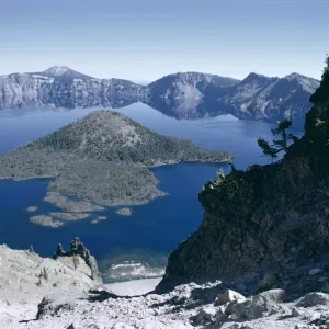 Strato-Volcano Print, Crater Lake Landscape Strato-Volcano Print, Crater Lake Landscape