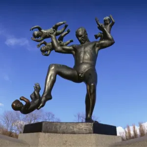Statue of a Man and Babies Print Statue of a Man and Babies Print