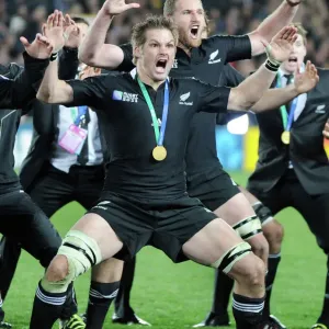 Richie McCaw leads a celebratory Haka Print