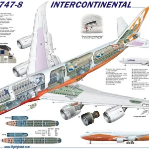 Boeing 747-8 Cutaway Print Poster Boeing 747-8 Cutaway Print Poster