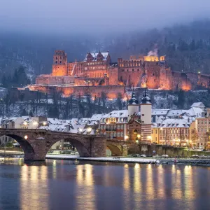 Alte Brucke and Castle Print, Heidelberg, Germany Alte Brucke and Castle Print, Heidelberg, Germany