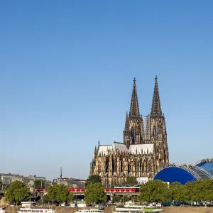 Cologne Cathedral Print, River Rhine Scene Cologne Cathedral Print, River Rhine Scene