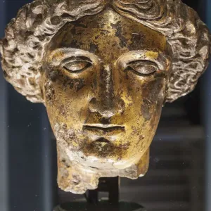 Gilt Bronze Head of Sulis Minerva Print, Roman Baths England Gilt Bronze Head of Sulis Minerva Print, Roman Baths England