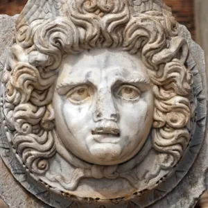 Libya, Leptis Magna Print: A Medusa Head in Ancient Forum Marble Libya, Leptis Magna Print: A Medusa Head in Ancient Forum Marble