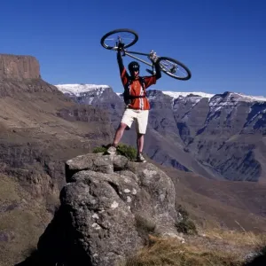 Mountain Biker Print, Drakensberg Landscape Mountain Biker Print, Drakensberg Landscape