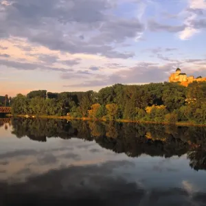 Trencin Castle Print, Vah River Landscape, Slovakia Trencin Castle Print, Vah River Landscape, Slovakia