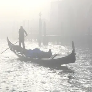 Gondola Print across the Grand Canal in Fog, Venice Gondola Print across the Grand Canal in Fog, Venice