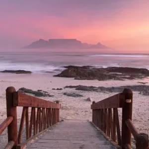 Table Mountain Print at Sunset from Bloubergstrand Table Mountain Print at Sunset from Bloubergstrand