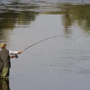 Wrexham Print: A Salmon Fisherman Casting on the River Dee Wrexham Print: A Salmon Fisherman Casting on the River Dee