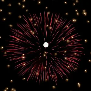 Fireworks Print under Full Moon Fireworks Print under Full Moon