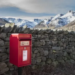 Royal Mail postbox beside drystone wall Print Royal Mail postbox beside drystone wall Print