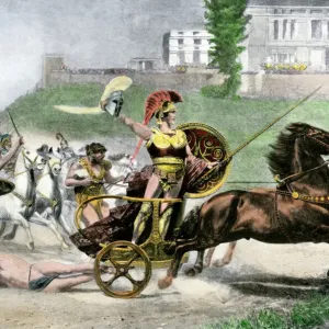 Print of Achilles Dragging Hector's Body Print of Achilles Dragging Hector's Body