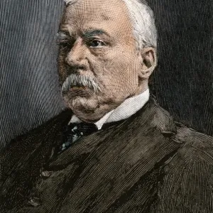 Hand-colored woodcut print of John Pierpont Morgan Hand-colored woodcut print of John Pierpont Morgan
