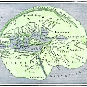 Herodotus Flat Earth Map Print