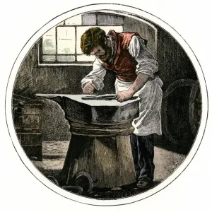 Blacksmith Working at an Anvil Print Blacksmith Working at an Anvil Print