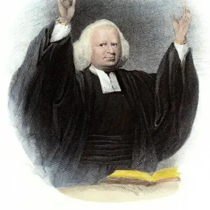George Whitefield Print: Hand-colored engraving of a portrait George Whitefield Print: Hand-colored engraving of a portrait