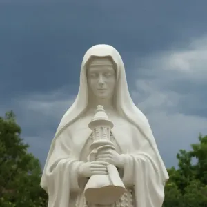 Print of Saint Clare statue in St Francis of Assisi churchyard, New Mexico Print of Saint Clare statue in St Francis of Assisi churchyard, New Mexico