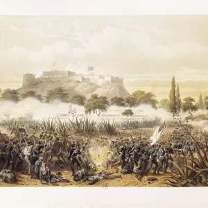Print of the US-Mexican War Battle at Chapultepec