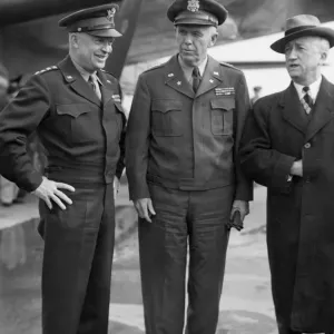 General Eisenhower Greets Marshall and Byrnes Print, 1944 General Eisenhower Greets Marshall and Byrnes Print, 1944