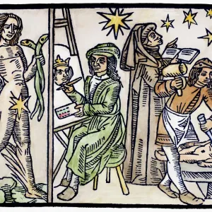Print of Mercury, a woodcut from Le grand kalendrier des bergieres Print of Mercury, a woodcut from Le grand kalendrier des bergieres