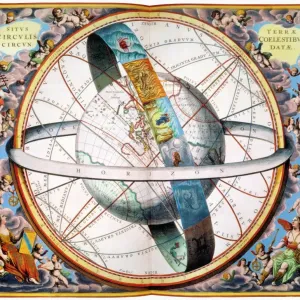 Print of the Ptolemaic Universe with Earth at Center, 1660 Print of the Ptolemaic Universe with Earth at Center, 1660