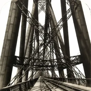 Print of a view through the Forth Bridge, Scotland, 1902