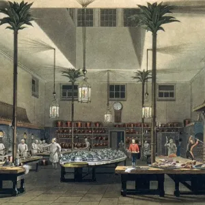 Color aquatint print of the Royal Pavilion kitchen Color aquatint print of the Royal Pavilion kitchen