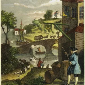 Hogarth's False Perspective Print, a steel engraving from 1860 Hogarth's False Perspective Print, a steel engraving from 1860