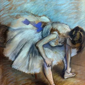 DEGAS: DANCER Print, a seated figure in pastel on paper