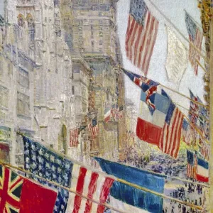 Print of Oil on canvas, 1917, by Childe Hassam: HASSAM's Allies Day