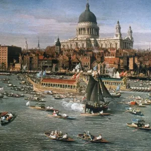 Canaletto Print: Thames Scene with St. Paul's Cathedral