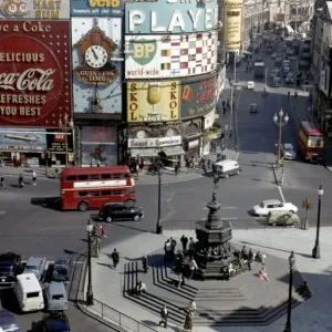 Print of Piccadilly Circus with the Eros statue Print of Piccadilly Circus with the Eros statue
