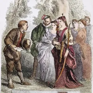 Wood engraving Print of the title page from a 19th century edition Wood engraving Print of the title page from a 19th century edition