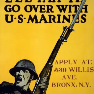 Première Guerre mondiale : AFFICHE, 1917. E-E-E-Yah-Yip Allez avec les U.S. Marines. Lithographie par Charles Buckley Falls Première Guerre mondiale : AFFICHE, 1917. E-E-E-Yah-Yip Allez avec les U.S. Marines. Lithographie par Charles Buckley Falls