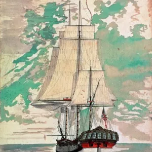 COOK : HMS RÉSOLUTION. Commandé par le capitaine James Cook lors de ses deuxièmes et troisièmes voyages de découverte. Aquarelle par Midshipman Henry Roberts, membre de l'équipage du navire. COOK : HMS RÉSOLUTION. Commandé par le capitaine James Cook lors de ses deuxièmes et troisièmes voyages de découverte. Aquarelle par Midshipman Henry Roberts, membre de l'équipage du navire.