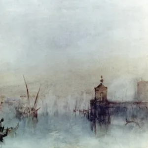 TURNER : VENISE, 1840. La Nouvelle Lune. La Dogana à Venise vue de l'hôtel Europa. Huile sur toile, 1840, par Joseph Mallord William Turner TURNER : VENISE, 1840. La Nouvelle Lune. La Dogana à Venise vue de l'hôtel Europa. Huile sur toile, 1840, par Joseph Mallord William Turner
