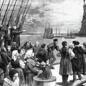 Print of Immigrants on a Steamer Passing the Statue of Liberty Print of Immigrants on a Steamer Passing the Statue of Liberty