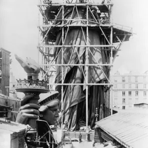 Print of the Statue of Liberty under construction in Paris, c1883 Print of the Statue of Liberty under construction in Paris, c1883