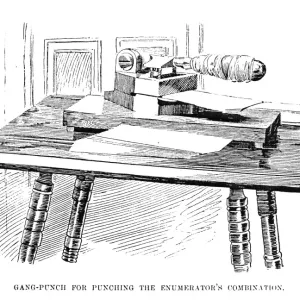 Print of the CENSUS MACHINE, 1890 Gang-punch Print of the CENSUS MACHINE, 1890 Gang-punch