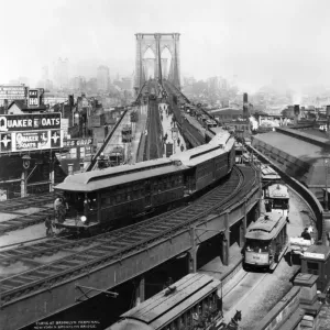Print of the Brooklyn Bridge curve at its terminal Print of the Brooklyn Bridge curve at its terminal