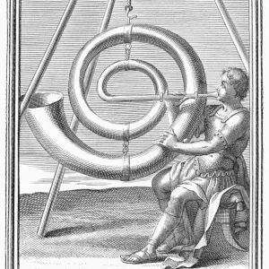 1723 Copper Engraving Print of a Voice Amplifier Device 1723 Copper Engraving Print of a Voice Amplifier Device