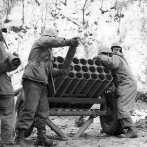 Korean War Print: U.S. Marine Corps Rocket Launcher Korean War Print: U.S. Marine Corps Rocket Launcher