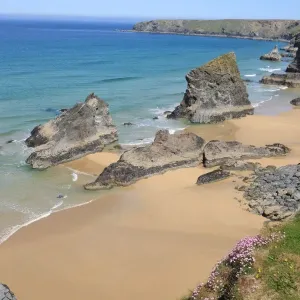 Print of The Bedruthan Steps at St Eval, Cornwall in Spring Print of The Bedruthan Steps at St Eval, Cornwall in Spring