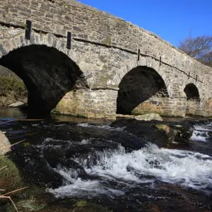 Postbridge Devon Print: Two Bridges Over East Dart River