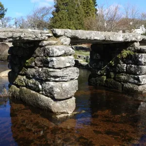 Postbridge Print: Two Bridges Over the East Dart River