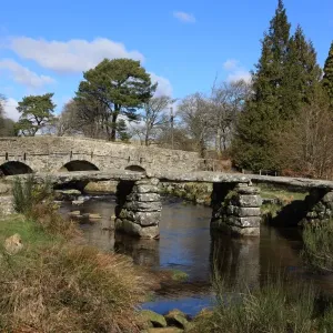 Postbridge Devon Print: Two Bridges over the East Dart River