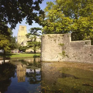 Wells Cathedral Print Reflected in Moat